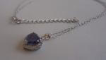  925 STERLING SILVER NECKLACE PENDANT & EARRING LAB CREATED  DIAMOND/TANZANITE