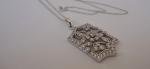  925 STERLING SILVER NECKLACE PENDANT W/ 2 CT LAB CREATED DIAMONDS/18'' LONG 