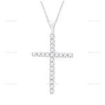 Elegant 1/4ct Natural Round Diamond Cross Pendant Necklace Sterling Silver 18"