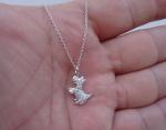 925 STERLING SILVER DESIGNERS DOGGY PENDANT NECKLACE .50 CT LAB CREATED DIAMONDS