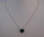  925 STERLING SILVER HEART NECKLACE PENDANT 3.50 CT LAB CREATED EMERALD/DIAMOND