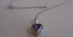  925 STERLING SILVER NECKLACE PENDANT & EARRING LAB CREATED  DIAMOND/TANZANITE