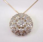 14K Yellow Gold Finish 2.00Ct Round Cut VVS/ D Diamond Cluster Pendant Necklace
