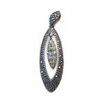Sterling Silver Pendant With Blackish, Silver Stones And Diamonds