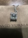 David Yurman Sterling Silver Aquamarine Chatelaine Diamond Pendant Necklace