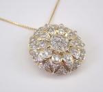 14K Yellow Gold Finish 2.00Ct Round Cut VVS/ D Diamond Cluster Pendant Necklace