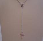 925 STERLING SILVER SINGLE STONE W/ DROP CROSS NECKLACE PENDANT W/ LAB DIAMONDS