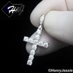 MEN SOLID 925 STERLING SILVER ICY MOISSANITE 3D 1 ROW TENNIS CROSS PENDANT*MP494