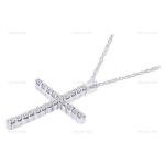 Elegant 1/4ct Natural Round Diamond Cross Pendant Necklace Sterling Silver 18"