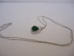  925 STERLING SILVER HEART NECKLACE PENDANT 3.50 CT LAB CREATED EMERALD/DIAMOND