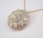 14K Yellow Gold Finish 2.00Ct Round Cut VVS/ D Diamond Cluster Pendant Necklace