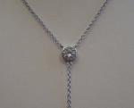 925 STERLING SILVER SINGLE STONE W/ DROP CROSS NECKLACE PENDANT W/ LAB DIAMONDS
