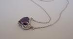 STERLING SILVER HEART NECKLACE  PENDANT 3.50 CT LAB CREATED TANZANITE & DIAMOND
