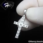 MEN SOLID 925 STERLING SILVER ICY MOISSANITE 3D 1 ROW TENNIS CROSS PENDANT*MP494