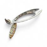 Sterling Silver Pendant With Blackish, Silver Stones And Diamonds