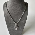David Yurman 925 Silver Cross Pendant w/ Diamond 3 mm Chain 21"