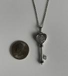 Jane Seymour Sterling Silver Black White Diamond Open Heart Key Pendant Necklace