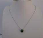  925 STERLING SILVER HEART NECKLACE PENDANT 3.50 CT LAB CREATED EMERALD/DIAMOND