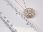 14K Yellow Gold Finish 2.00Ct Round Cut VVS/ D Diamond Cluster Pendant Necklace