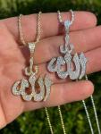 MOISSANITE Real 925 Silver Allah Islamic Pendant Iced Pass Diamond Tester