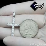 MEN SOLID 925 STERLING SILVER ICY MOISSANITE 3D 1 ROW TENNIS CROSS PENDANT*MP494