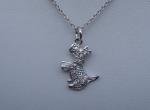 925 STERLING SILVER DESIGNERS DOGGY PENDANT NECKLACE .50 CT LAB CREATED DIAMONDS