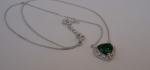  925 STERLING SILVER HEART NECKLACE PENDANT 3.50 CT LAB CREATED EMERALD/DIAMOND