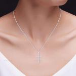 Elegant 1/4ct Natural Round Diamond Cross Pendant Necklace Sterling Silver 18"