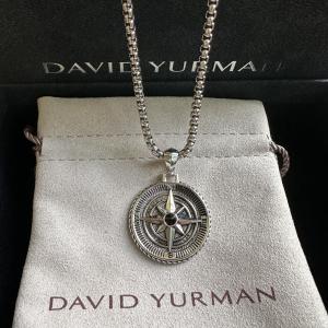 David Yurman 3MM Sterling Silver Maritime Compass Amulet Pendant Necklace 60CM