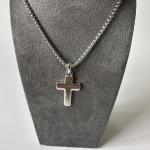 David Yurman 925 Silver Cross Pendant w/ Diamond 3 mm Chain 21"