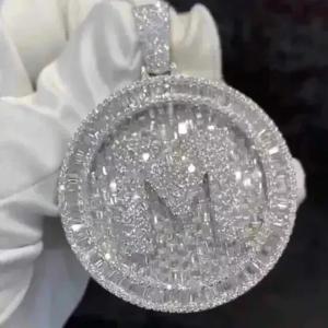 3.30Ct Baguette Real Moissanite Customize Letter P Pendant 925 Sterling Silver