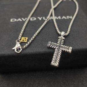 PerfectDavidYurmanSterling Silver White Diamond Large Chevron Cross 23" Necklace