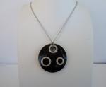 925 STERLING SILVER  DESIGNERS PENDANT NECKLACE 1 ct LAB CREATED DIAMOND / ONYX