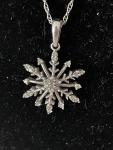 Diamond Sterling Silver Snowflake Pendant Earrings Set 925 Necklace
