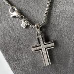 David Yurman 925 Silver Cross Pendant w/ Diamond 3 mm Chain 21"