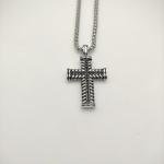 PerfectDavidYurmanSterling Silver White Diamond Large Chevron Cross 23" Necklace