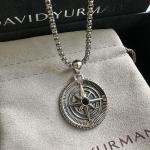 David Yurman 3MM Sterling Silver Maritime Compass Amulet Pendant Necklace 60CM
