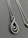 Sterling Silver INFINITY PENDANT  Necklace DIAMOND 925 Fillegree 17” GOC Stamp
