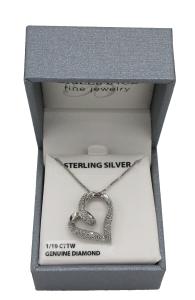 Brilliance Fine Jewelry Sterling Silver 1/10 CTTW  Diamond Heart Necklace