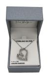 Brilliance Fine Jewelry Sterling Silver 1/10 CTTW  Diamond Heart Necklace