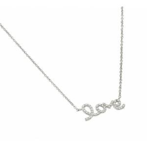 WORD LOVE NECKLACE PENDANT SIMULATED DIAMONDS / 925 STERLING SILVER / 18'' CHAIN