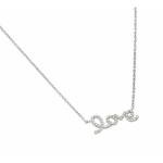 WORD LOVE NECKLACE PENDANT SIMULATED DIAMONDS / 925 STERLING SILVER / 18'' CHAIN
