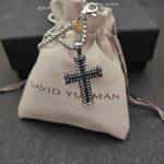 PerfectDavidYurmanSterling Silver White Diamond Large Chevron Cross 23" Necklace