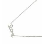 WORD LOVE NECKLACE PENDANT SIMULATED DIAMONDS / 925 STERLING SILVER / 18'' CHAIN