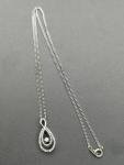 Sterling Silver INFINITY PENDANT  Necklace DIAMOND 925 Fillegree 17” GOC Stamp