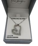 Brilliance Fine Jewelry Sterling Silver 1/10 CTTW  Diamond Heart Necklace