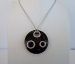 925 STERLING SILVER  DESIGNERS PENDANT NECKLACE 1 ct LAB CREATED DIAMOND / ONYX