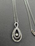 Sterling Silver INFINITY PENDANT  Necklace DIAMOND 925 Fillegree 17” GOC Stamp