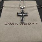 PerfectDavidYurmanSterling Silver White Diamond Large Chevron Cross 23" Necklace