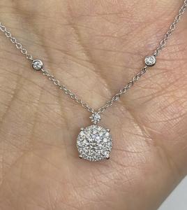 1Ct Round Cut Lab Created Diamond Cluster Pendant 14K White Gold Silver Plated